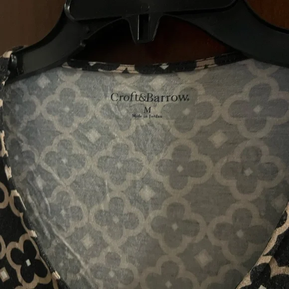 Croft & Barrow Black and White Ruched Blouse - Picture 2 of 3